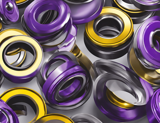 Imagem de Rolamentos Industriais lubrificados pro graxas roxas e amarelas.